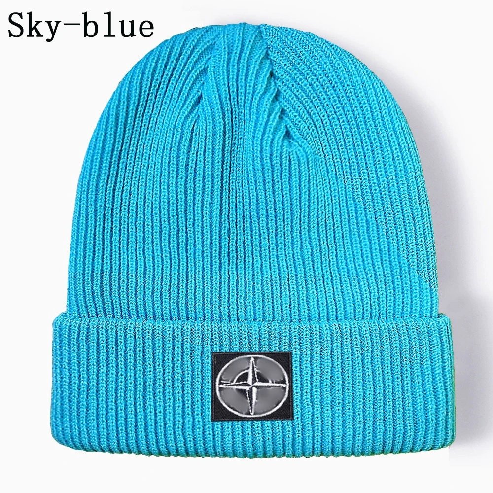 Winter Knit Skull Cap Unisex Beanie Hat - Sky Blue - Stone Island - Cnfans - $10.16