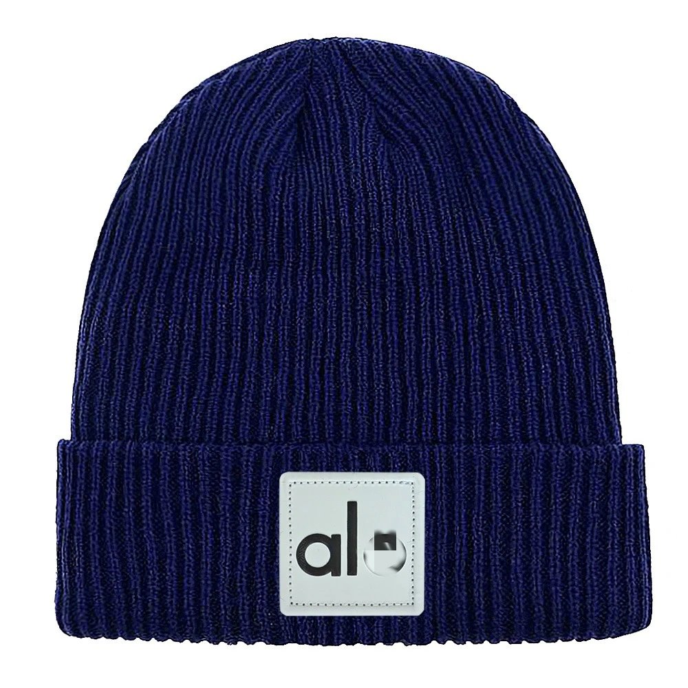 Wool Knit Beanie Hat Winter Headwear, Navy - Alo - Cnfans - $10.16