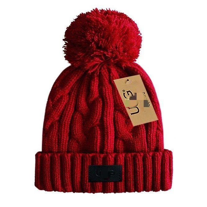 Winter Knit Beanie Hat Pom Pom Cuffed Turquoise - Gallery Image 4 - Detailed View