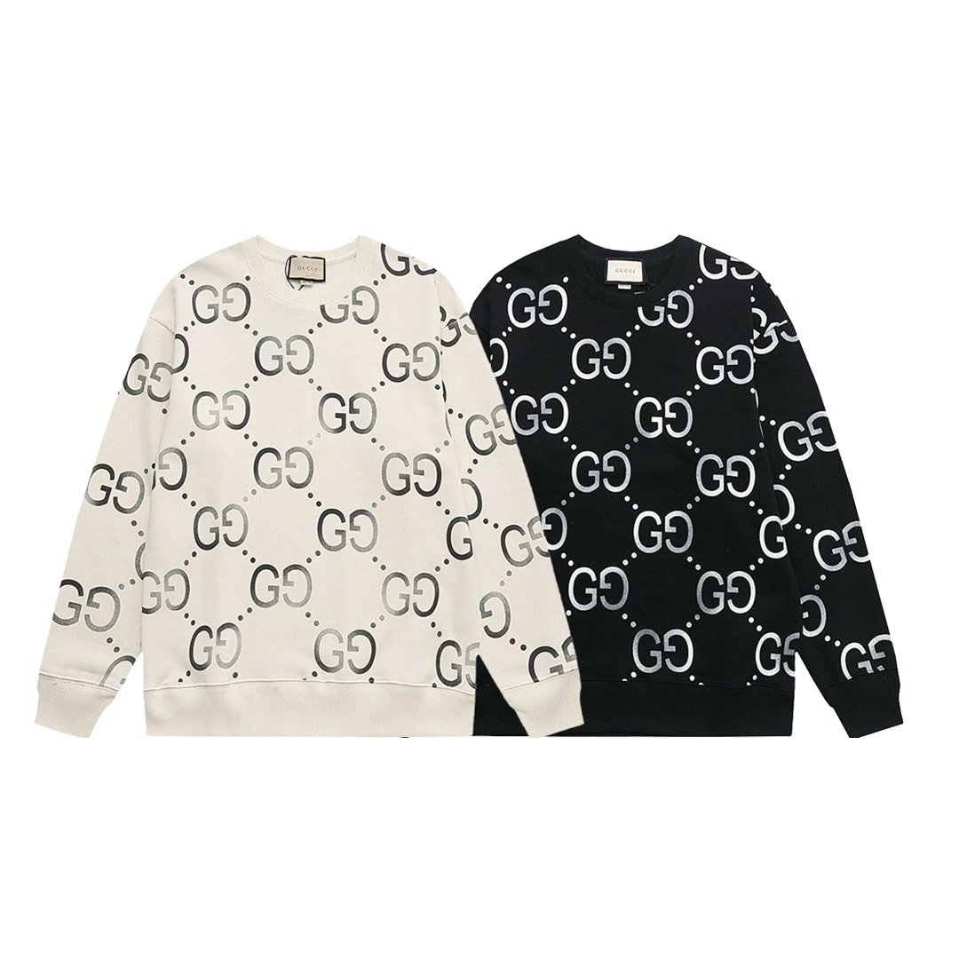 Gucci Crewneck Sweatshirt with Allover Monogram and Graphic Prints
