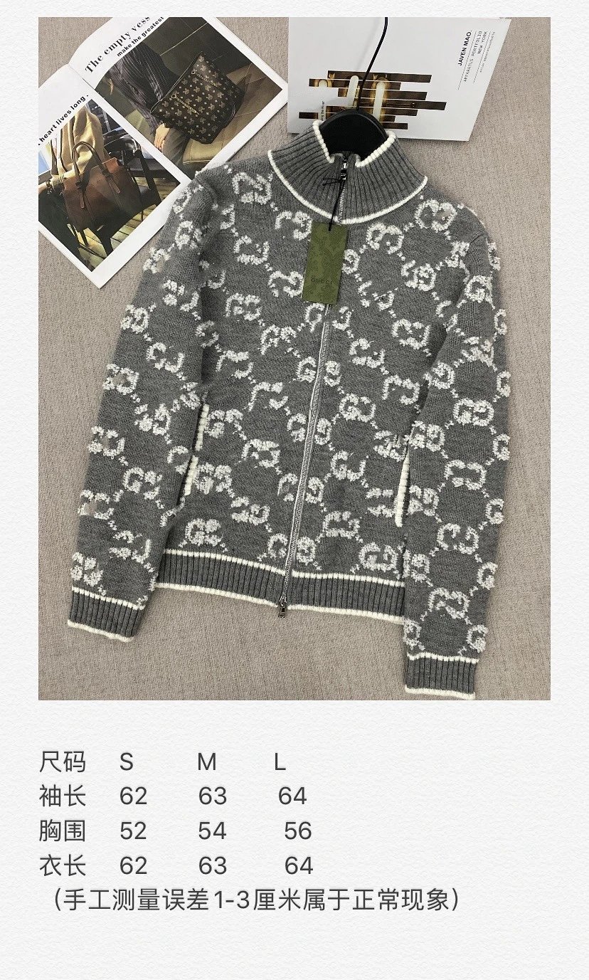 Gucci GG Monogram Knit Zip-Up Sweater Gray product detail 2 in Litbuy spreadsheet finds