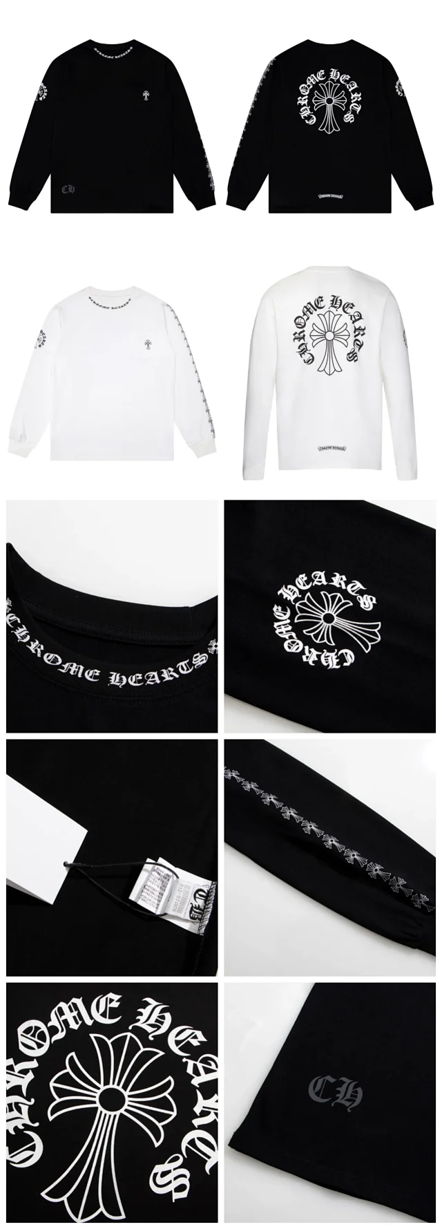 Chrome Hearts T-Shirts Crew-Neck Long-Sleeve Graphic Print product detail image 18