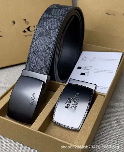 Design Dachi New York Reversible Leather Belt with Signature Buckle Black / Gray Belts - 1