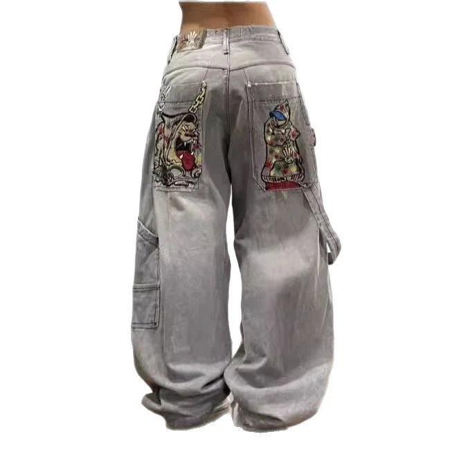 Unbranded Jeans Loose wide-leg graphic embroidered image 5