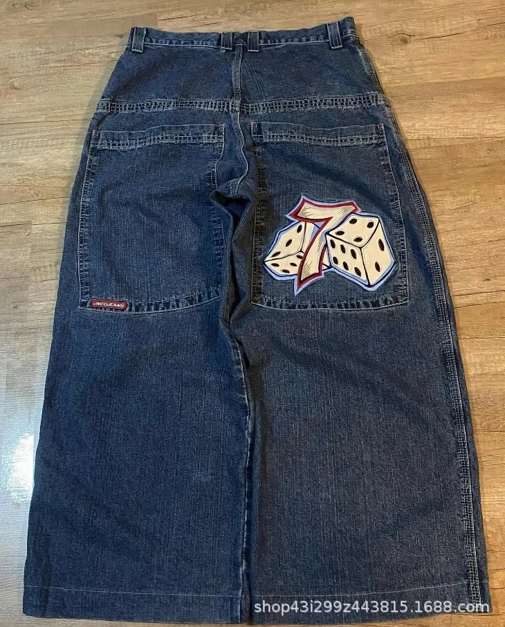 Unbranded Jeans Loose wide-leg graphic embroidered — N02 blue