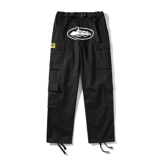 American Retro Streetwear Hip-Hop Graphic Print Multi-Pocket Side-Buckle Unisex Cargo Pants Ins