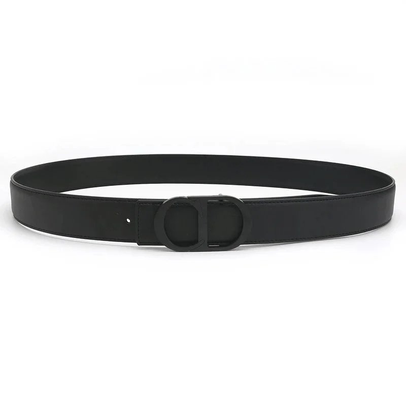 2 Black Buckle Raised Center Black Strap