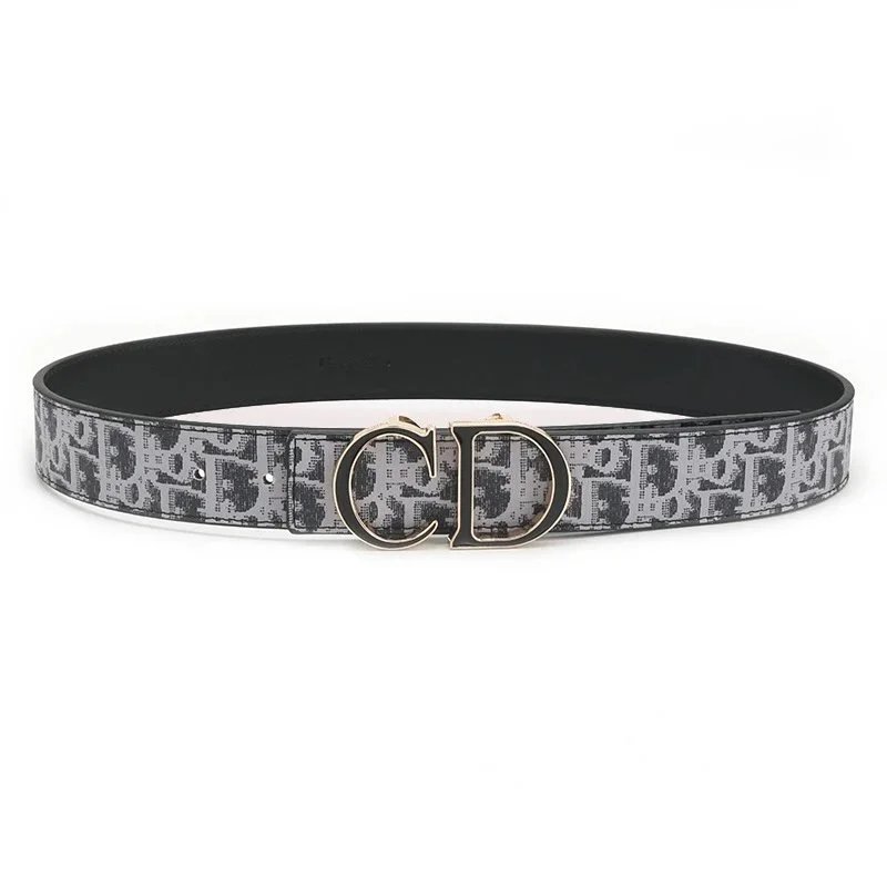 3 Enamel Gold Buckle Grey Belt