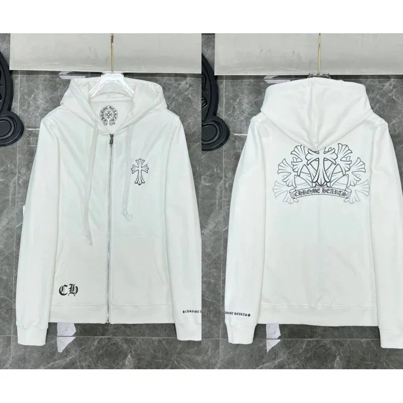 608 White Zip-Up Hoodie