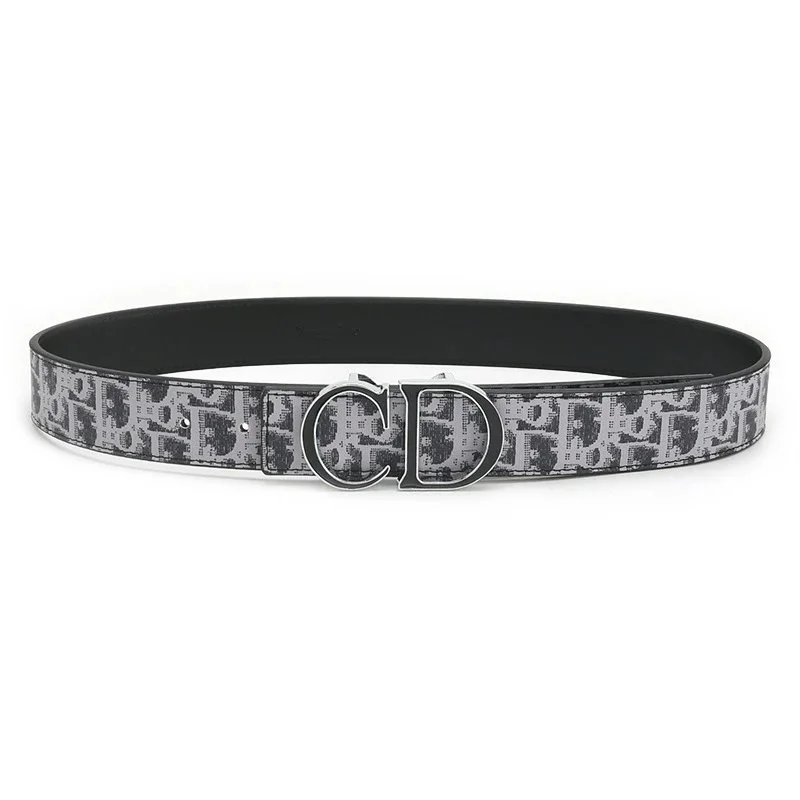 3 Enamel Silver Buckle Grey Belt