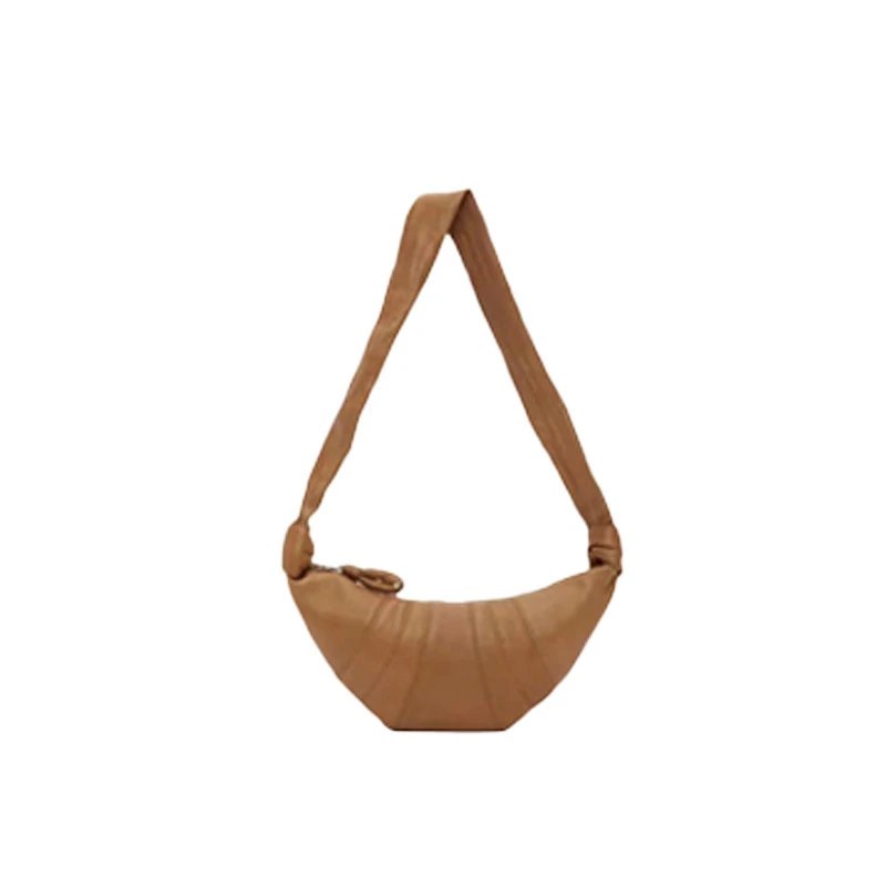 Unbranded Crossbody Bags Pleated crescent shoulder bag — Small-Caramel