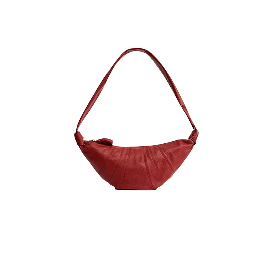 Unbranded Crossbody Bags Pleated crescent shoulder bag — small brick red