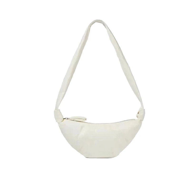 Unbranded Crossbody Bags Pleated crescent shoulder bag — Trumpet-White