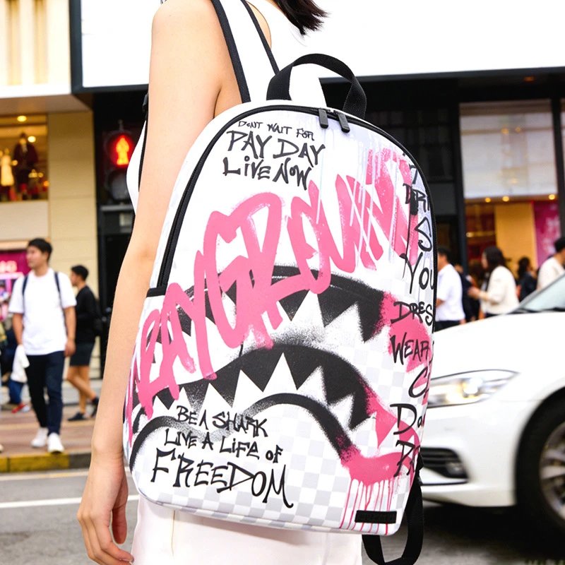 YXDC Shark Mouth Backpack - Casual Shark Print Large-Capacity Men's Bag, Stylish School Backpack