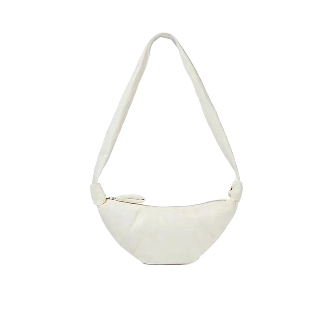 Unbranded Crossbody Bags Pleated crescent shoulder bag — Medium-White