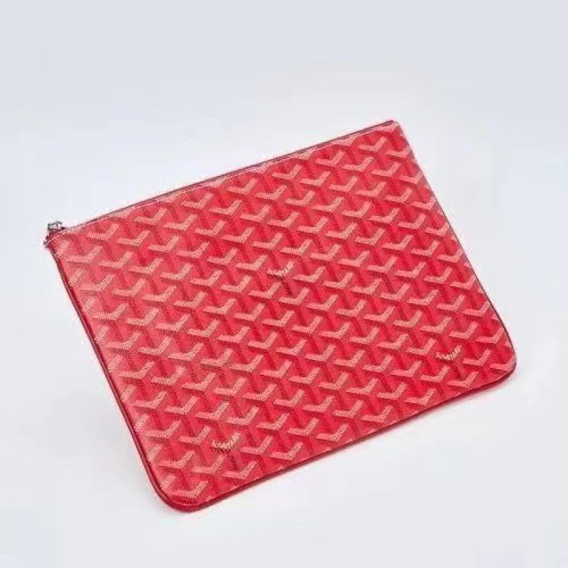 Goyard Handbags Goyardine Monogram Zippered Clutch Pouch — Bright Red