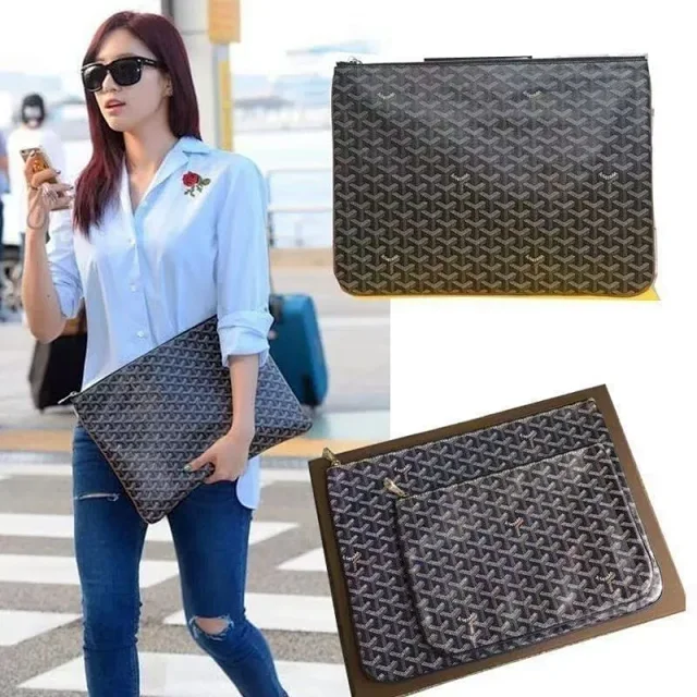 Goyard Handbags Goyardine Monogram Zippered Clutch Pouch product detail image 12