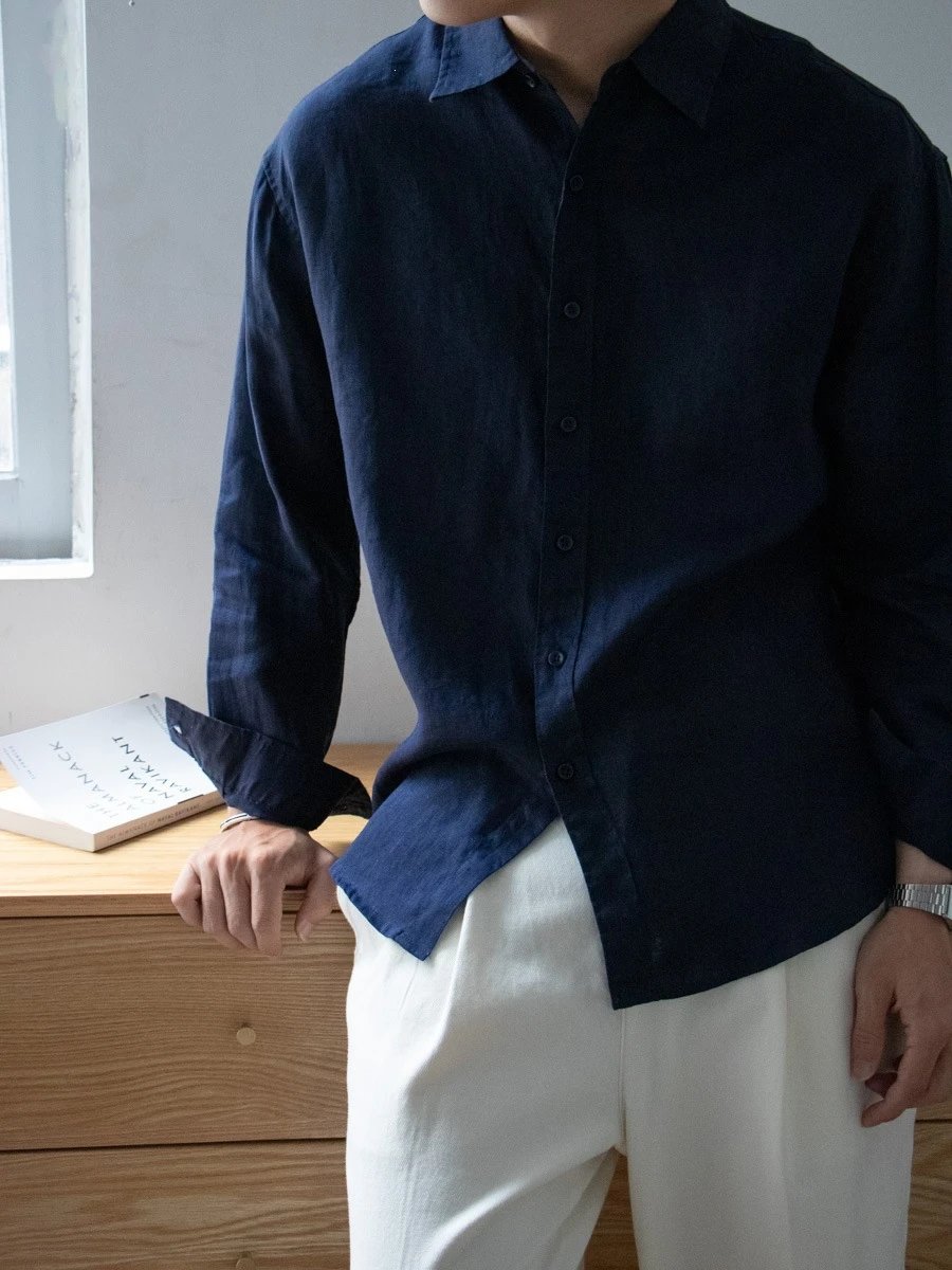 Other Shirt Linen Textured Navy