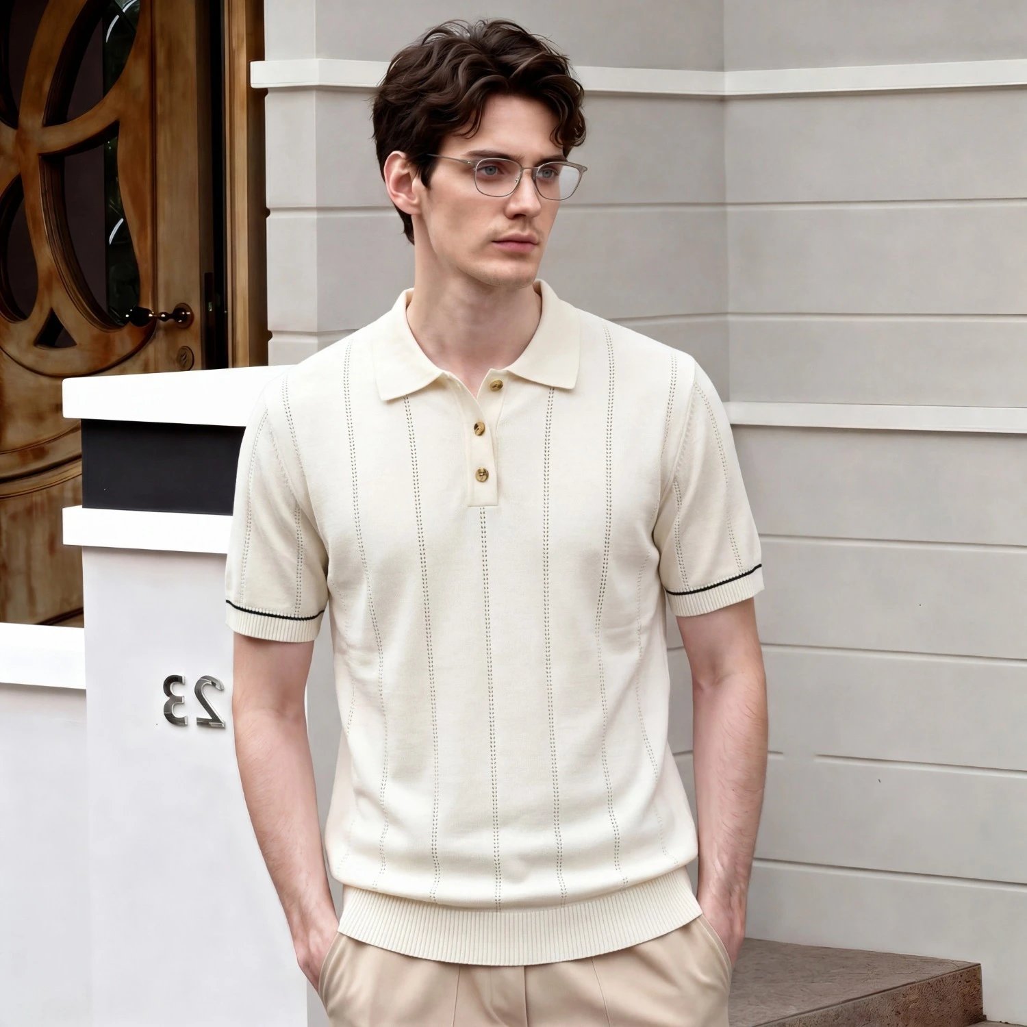 New Summer Gentleman Light Mature Rascal Handsome Casual Versatile Polo Knitted Short Sleeve Men's Breathable Cool Half Sleeve T-shirt