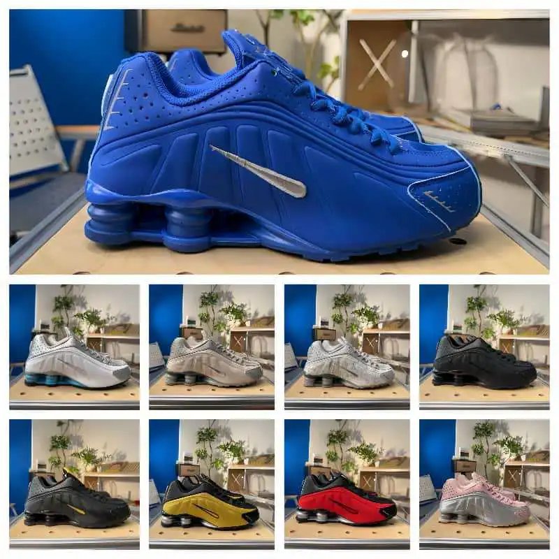 Unisex 36-45 Outdoor Sports Air Cushion Shoes SHOX R4 Neon Mariner Casual Running Sneakers TZ