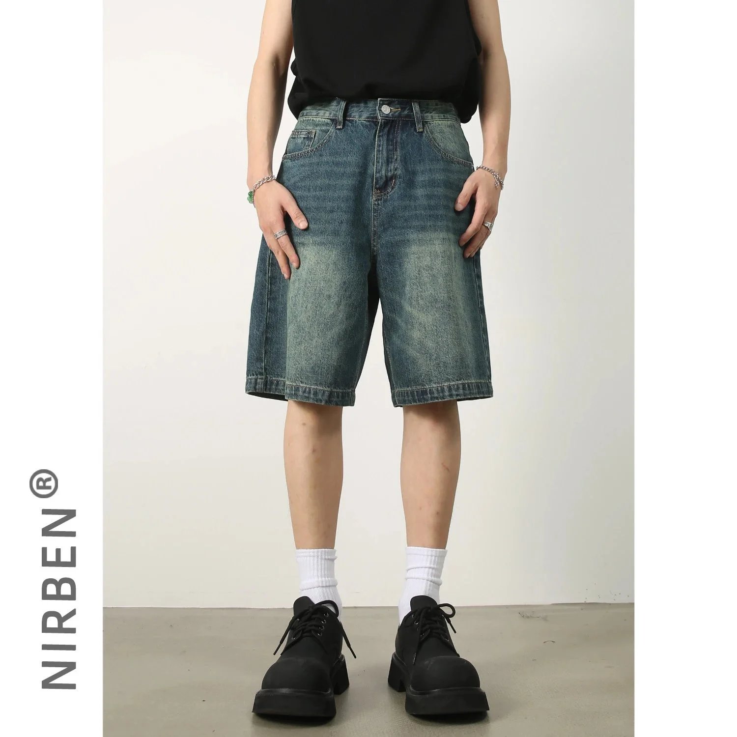 Nirben Denim | New Men's Denim Shorts Summer Trendy 5-Pocket Casual Loose Fit Relaxed Pants TZ