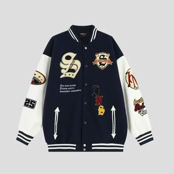 MS Studios 2025 Patchwork Varsity Jacket Navy - 1