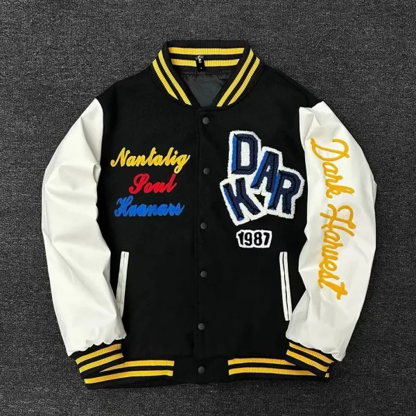 Nantaliq x Dark Harvest Varsity Jacket Black/White/Yellow - 1