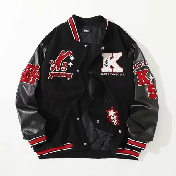 BUFU BKID Made '56 Studded Varsity Jacket Black and White - 29