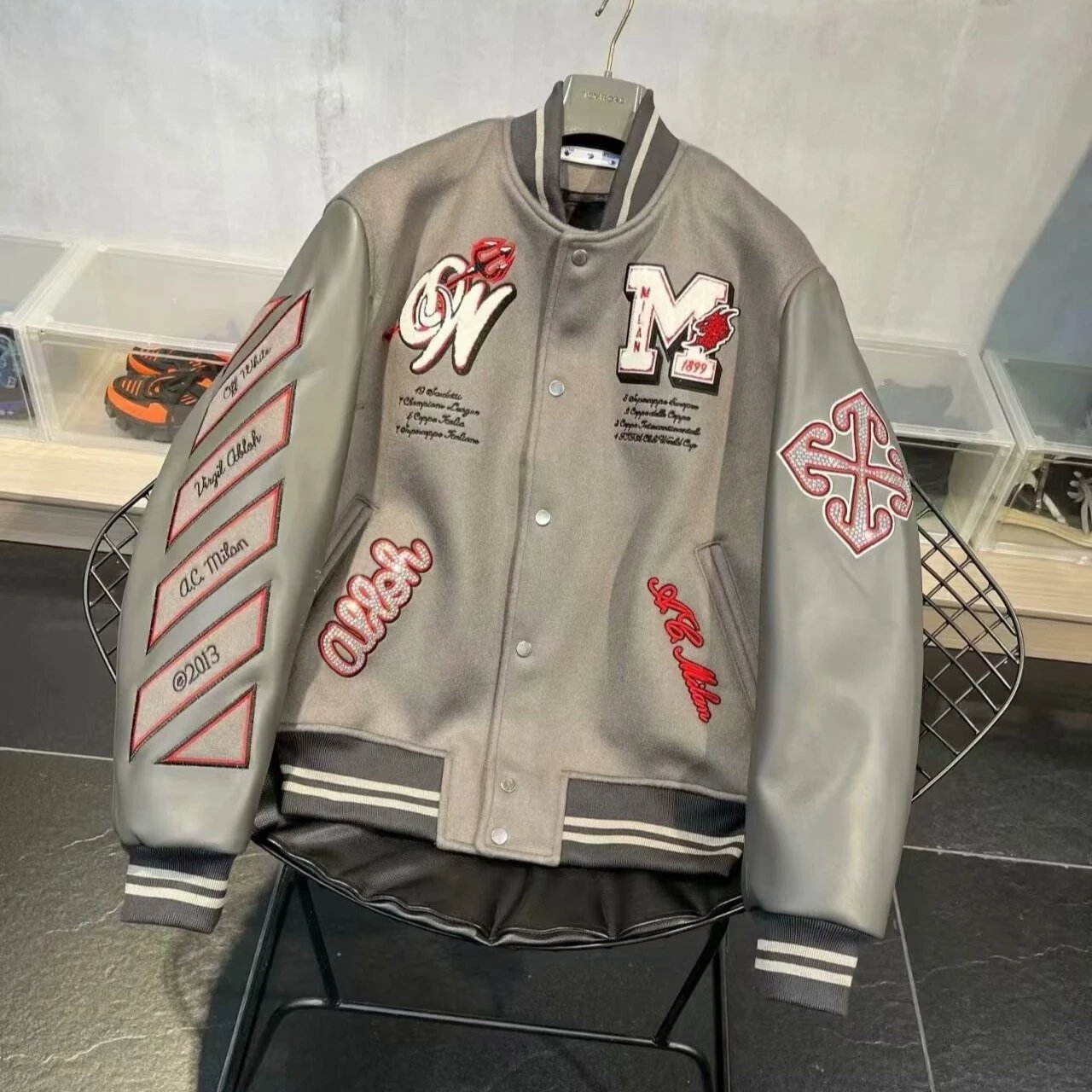 BUFU BKID Made '56 Studded Varsity Jacket Black and White - 36