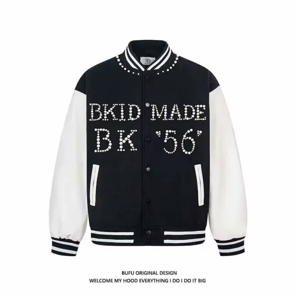 BUFU BKID Made '56 Studded Varsity Jacket Black and White - 40