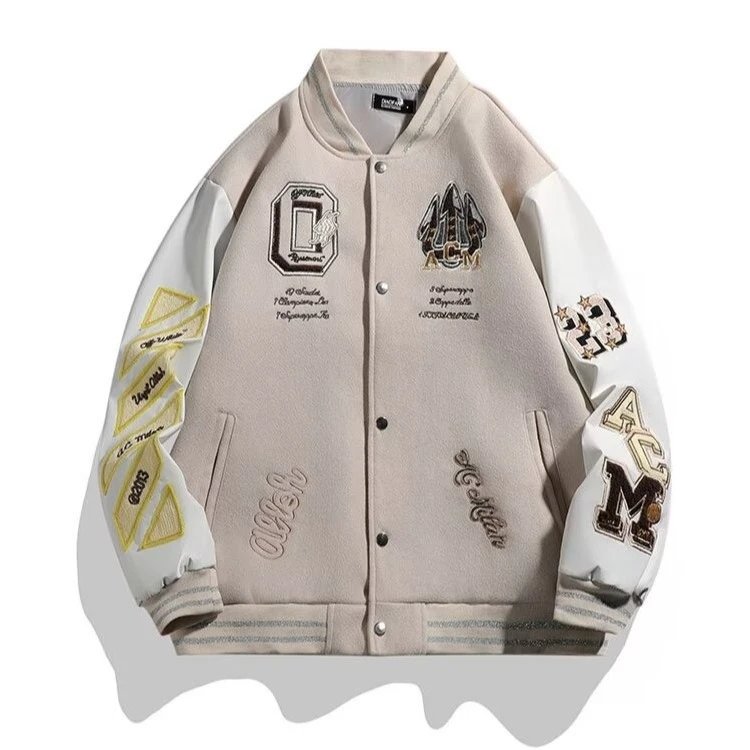 ACM x Unknown Brand Varsity Jacket Beige Multicolor Outerwear - 1