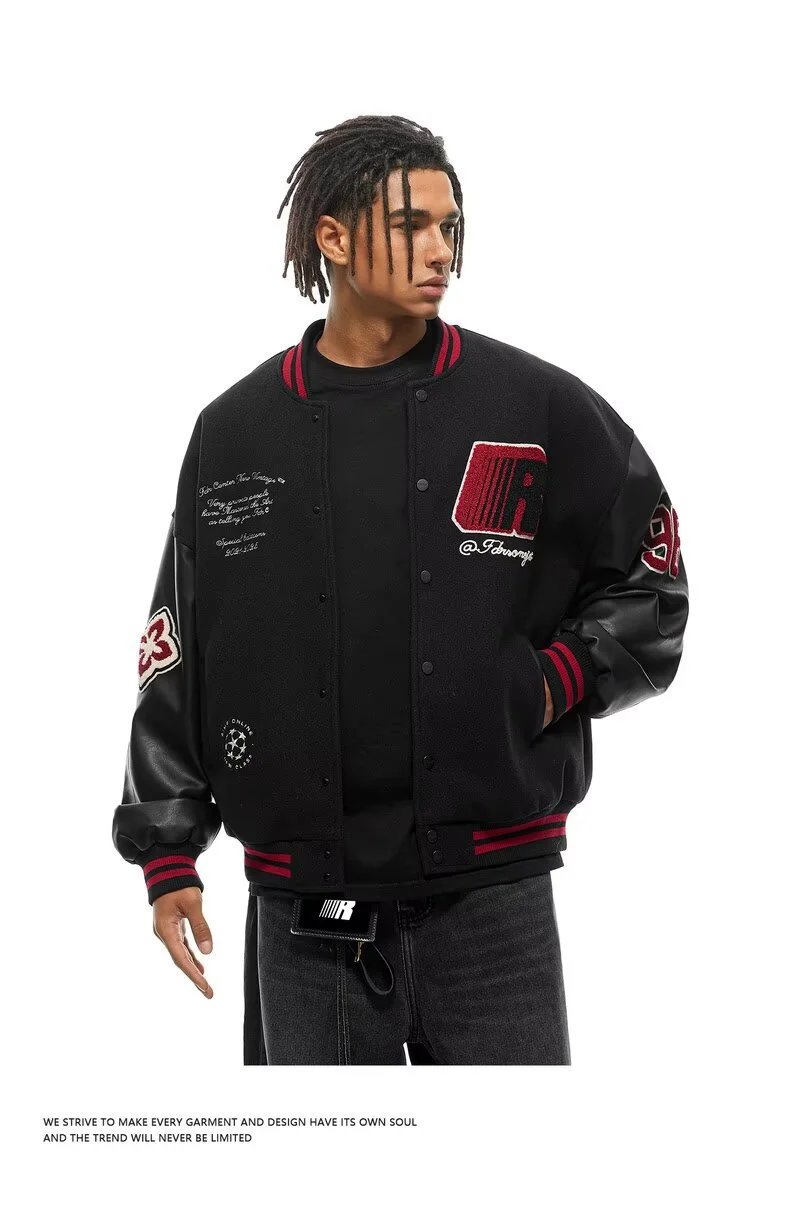 BUFU BKID Made '56 Studded Varsity Jacket Black and White - 13