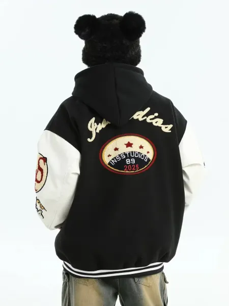 BUFU BKID Made '56 Studded Varsity Jacket Black and White - 53