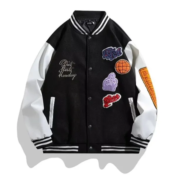 Off-White x NBA Inspired Varsity Jacket Black/White Multicolor Outerwear - 1