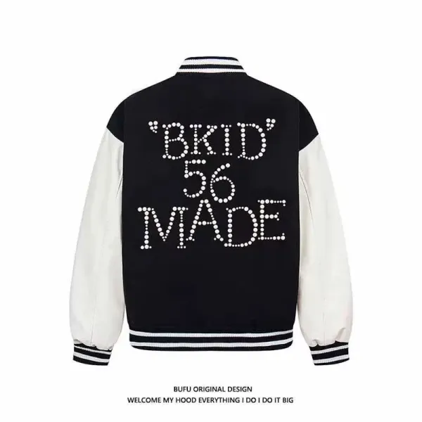 BUFU BKID Made '56 Studded Varsity Jacket Black and White - 41