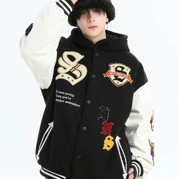 BUFU BKID Made '56 Studded Varsity Jacket Black and White - 52