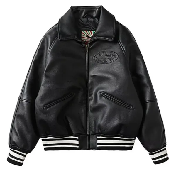 Gucci Leather Bomber Jacket Black - 1