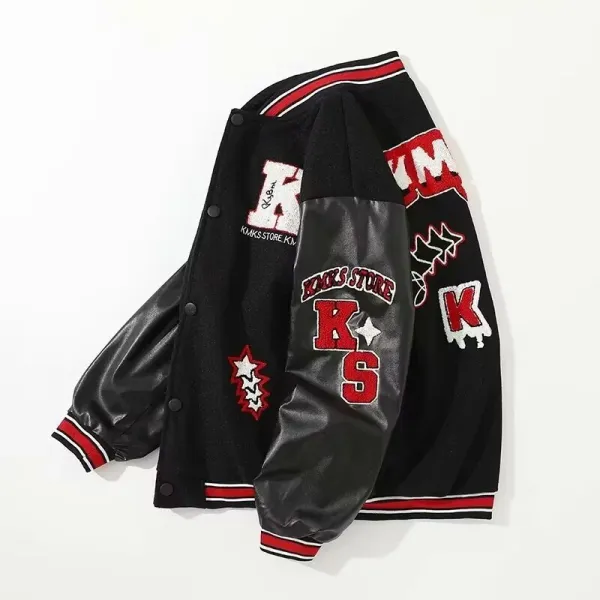 BUFU BKID Made '56 Studded Varsity Jacket Black and White - 30