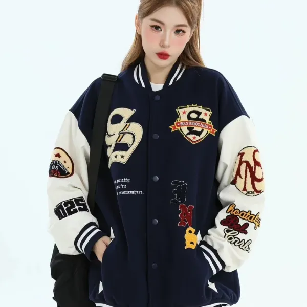 BUFU BKID Made '56 Studded Varsity Jacket Black and White - 48