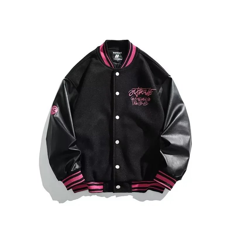 Off-White x Undefeated Varsity Jacket Black Pink Outerwear - 1
