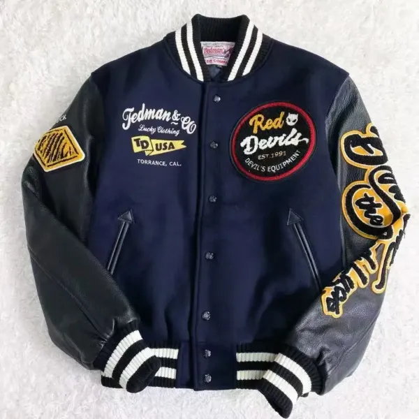 BUFU BKID Made '56 Studded Varsity Jacket Black and White - 9