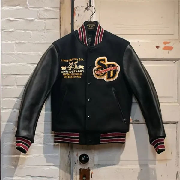BUFU BKID Made '56 Studded Varsity Jacket Black and White - 10