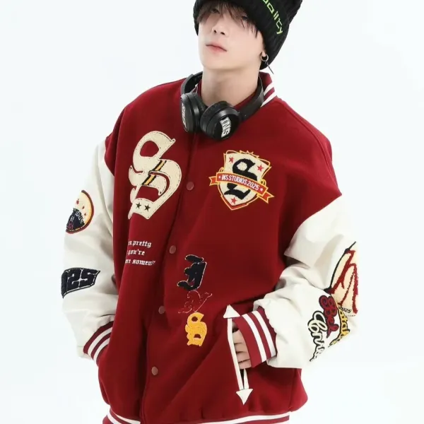 BUFU BKID Made '56 Studded Varsity Jacket Black and White - 50