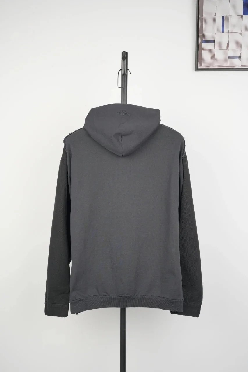 BALENCIAGA Hybrid Denim & Knit Hooded Jacket, Colorblock, Oversized Unisex 1