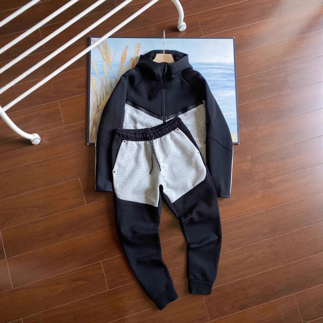 25 Spring and Autumn Leisure Sports Pressure Glue TECH PIECE Technology Zipper Set Jacket Pants 950+496
