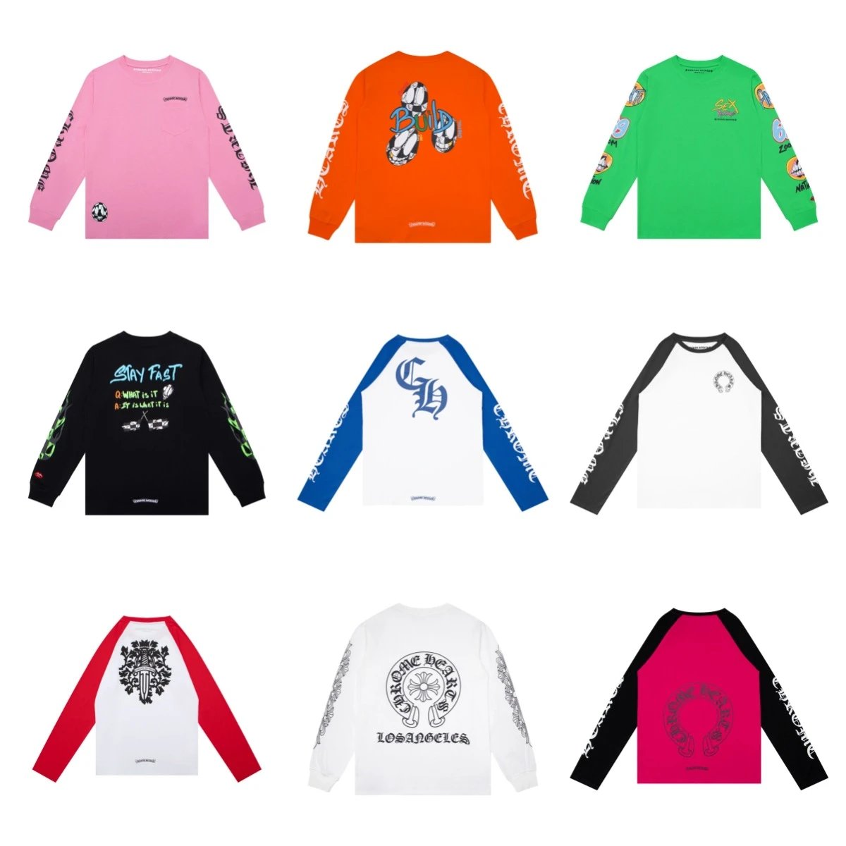 Correct Version Chrome Hearts High Quality Pure Cotton Printed Long Sleeve T-Shirt for Men and Women