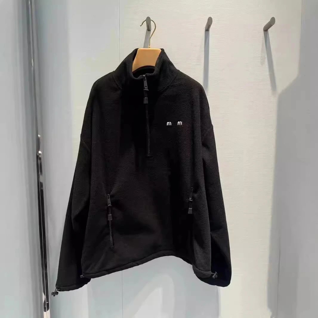 Spot 2024 fall and winter new letters embroidery gray shaker loose fashion jacket couple with the same jacket female