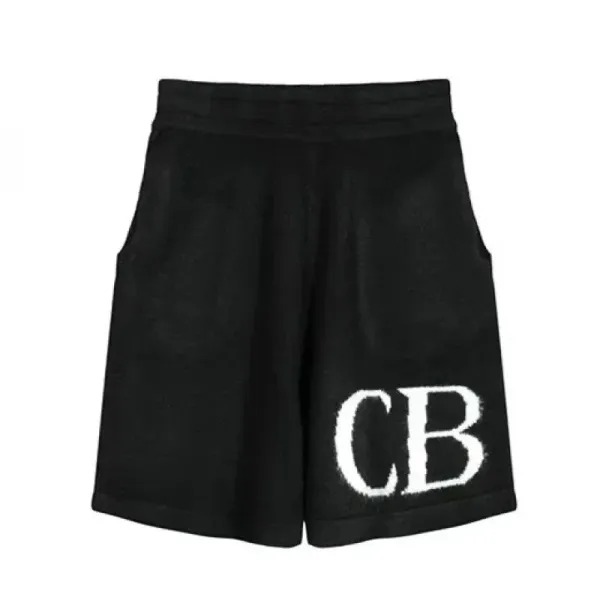 Balenciaga CB Logo Knit Shorts Black - 1