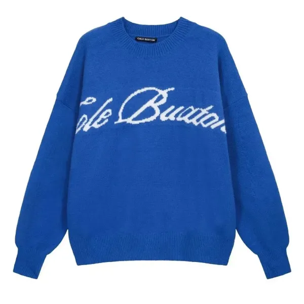 Cole Buxton Script Knit Sweater Blue - 1