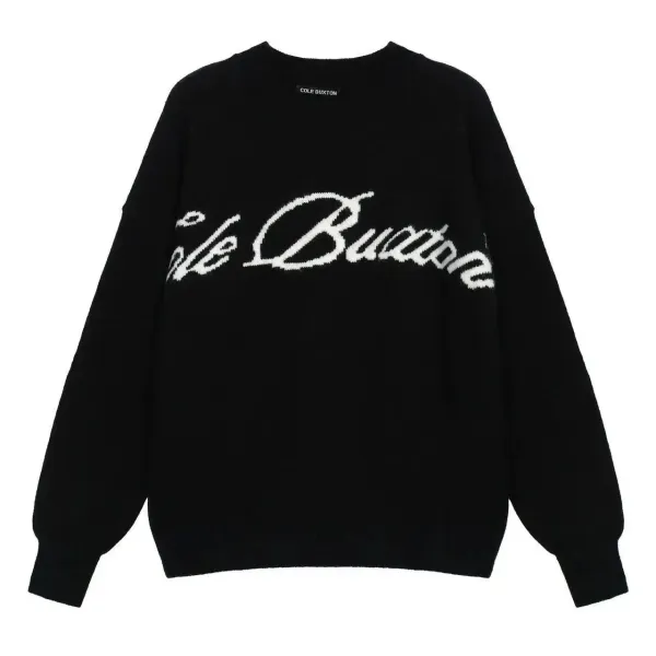 Cole Buxton Script Knit Sweater Black - 1